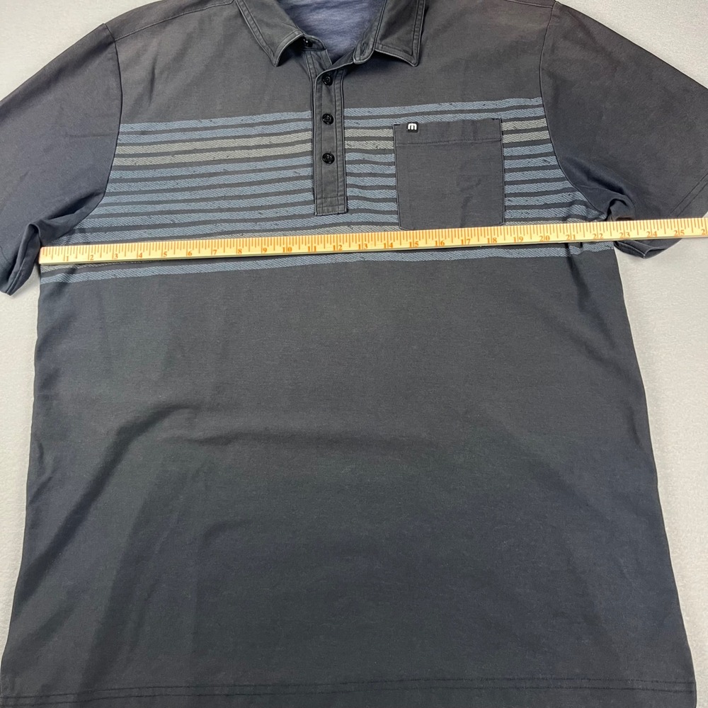 TravisMathew Mens XL Black Striped PimaCotton Blend Golf Polo Shirt Short Sleeve - Picture 5 of 8